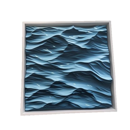 Blue Gradient Ocean Wave 3D Wall Art