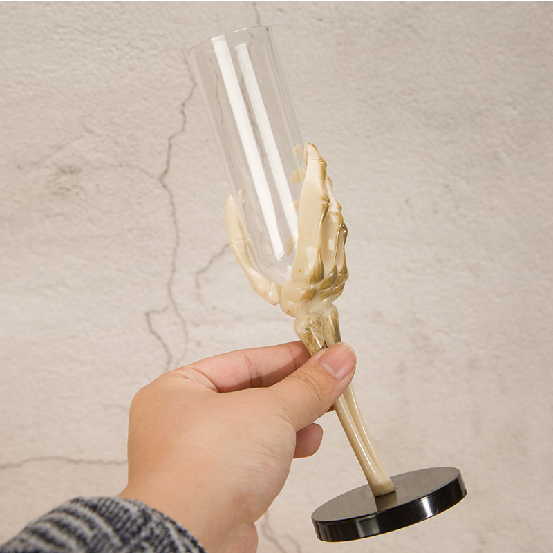 Halloween 80ML Distressed Skeleton Hand Black Base Goblet