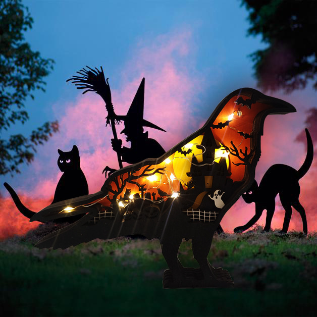 Halloween wooden crow ornaments