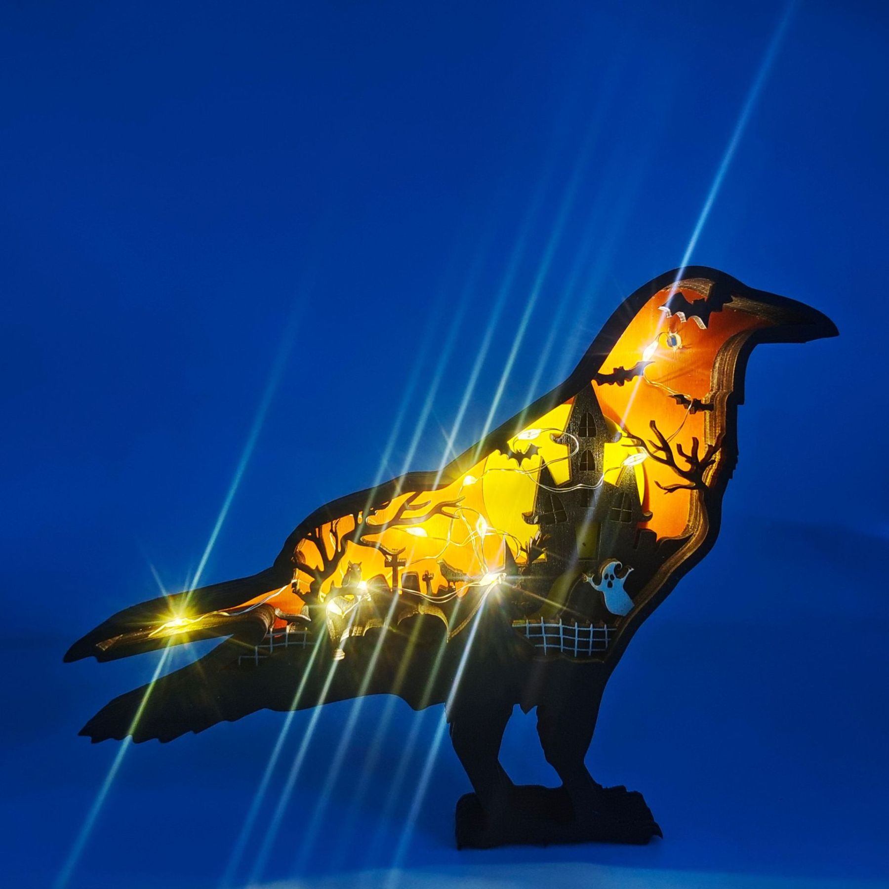 Halloween wooden crow ornaments