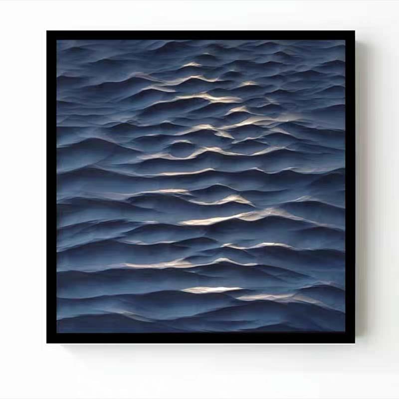 Blue Gradient Ocean Wave 3D Wall Art