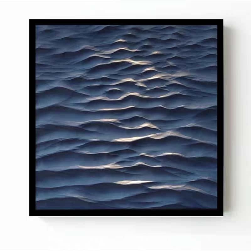 Blue Gradient Ocean Wave 3D Wall Art