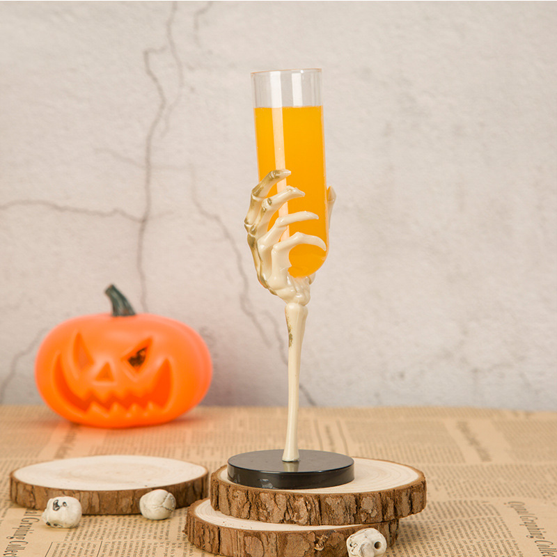 Halloween 80ML Distressed Skeleton Hand Black Base Goblet