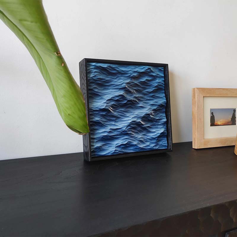 Blue Gradient Ocean Wave 3D Wall Art