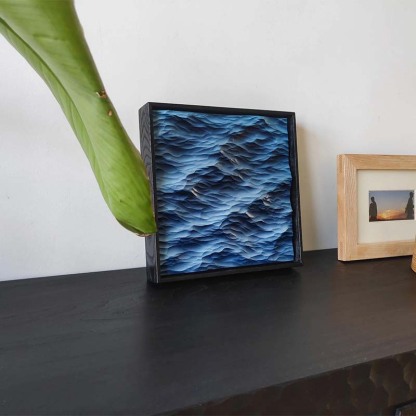 Blue Gradient Ocean Wave 3D Wall Art