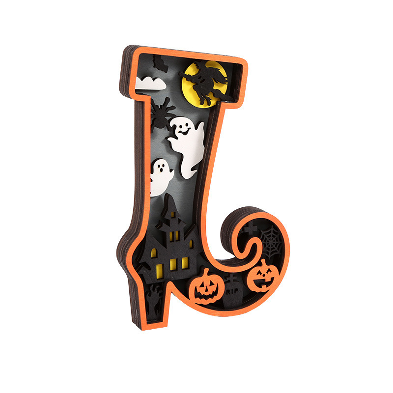 Halloween Wooden 31 Ghost Led Ornaments