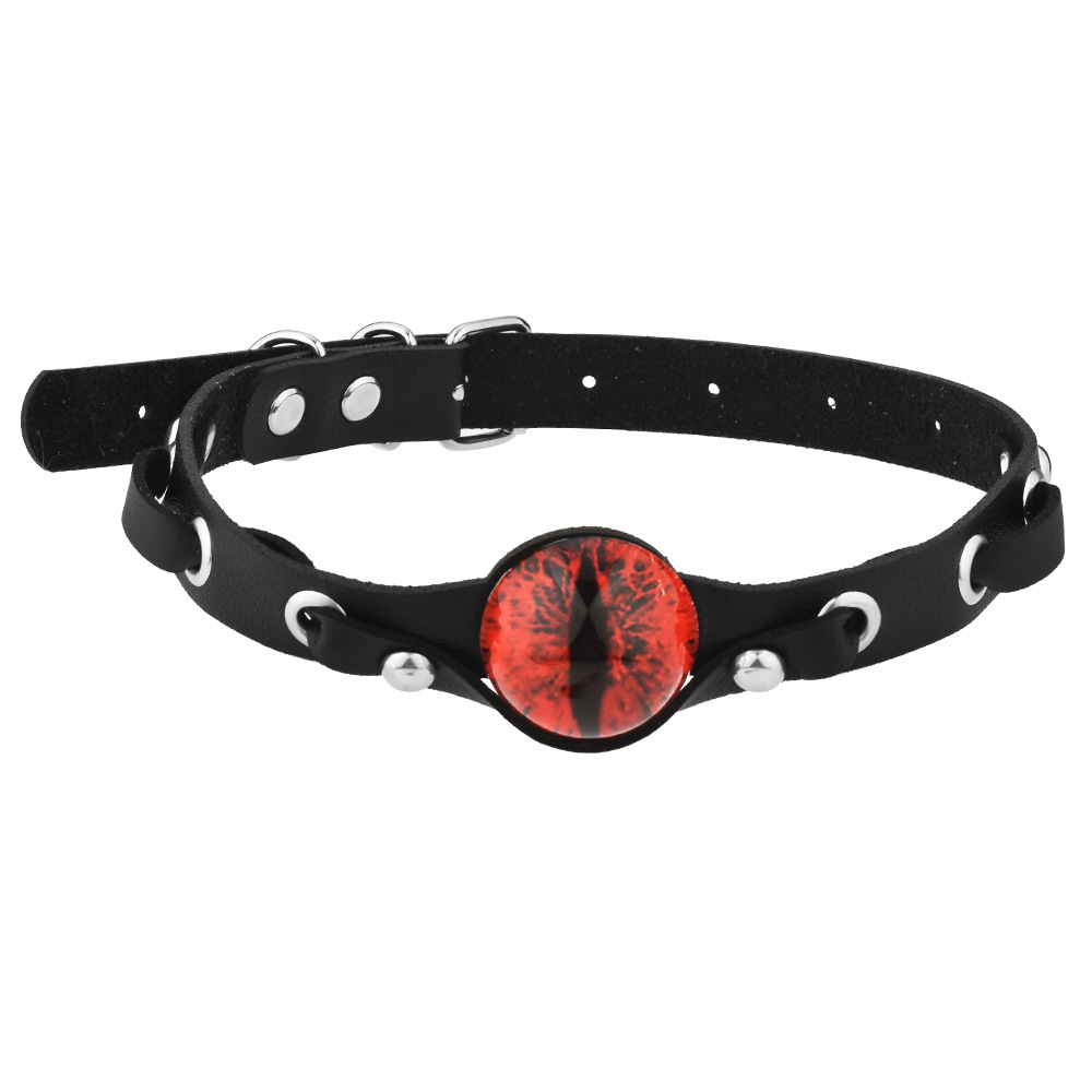 Halloween Leather Devil Red-Eye Choker