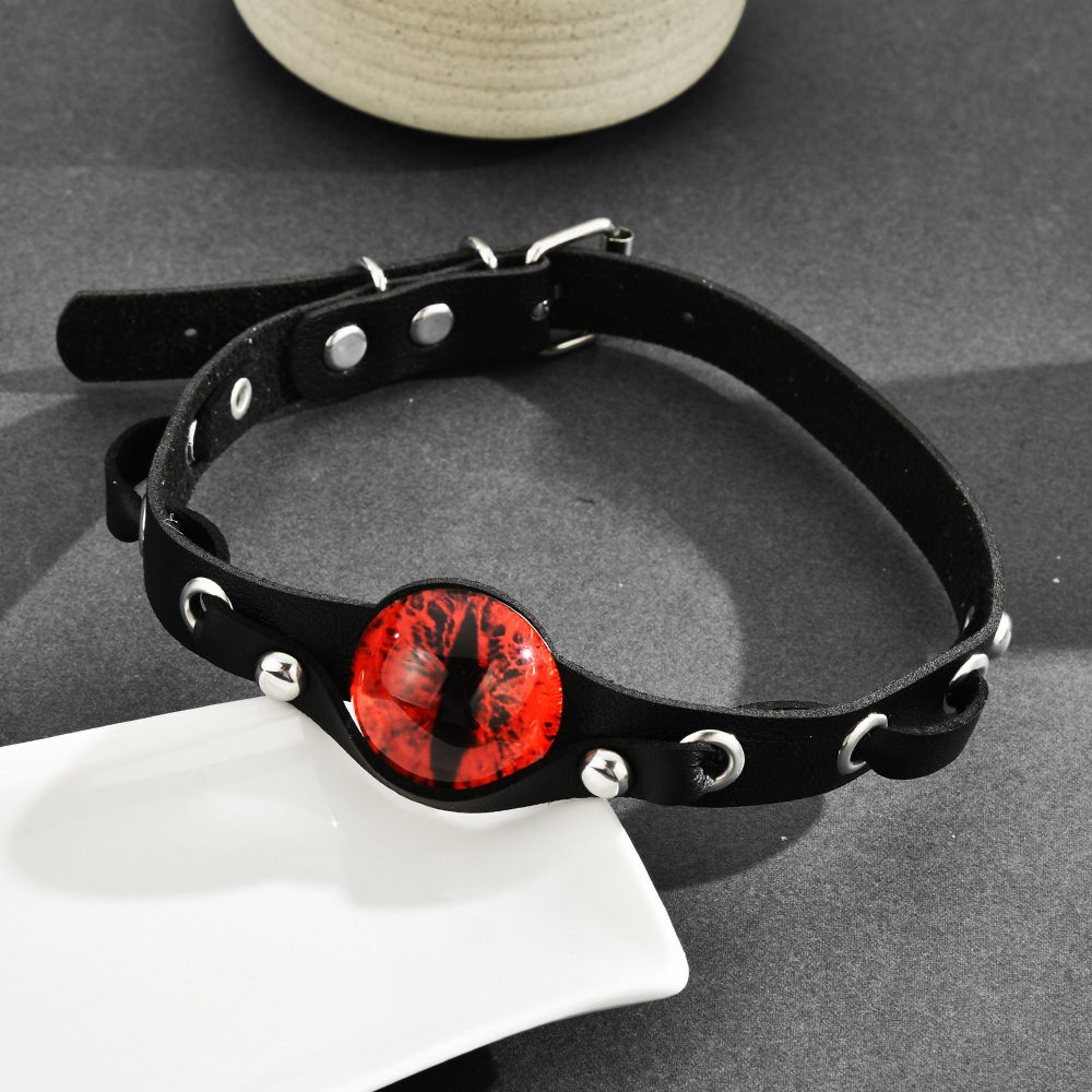 Halloween Leather Devil Red-Eye Choker