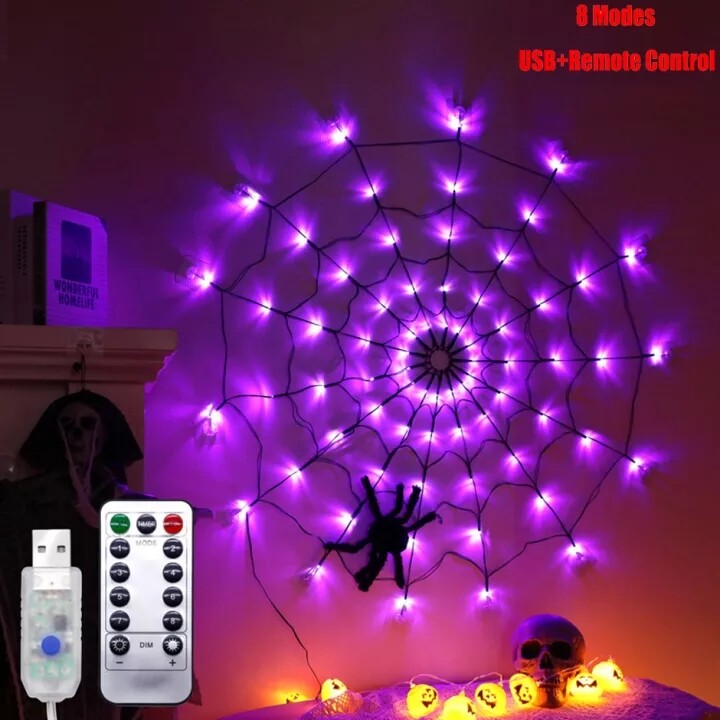 Halloween glowing spider web