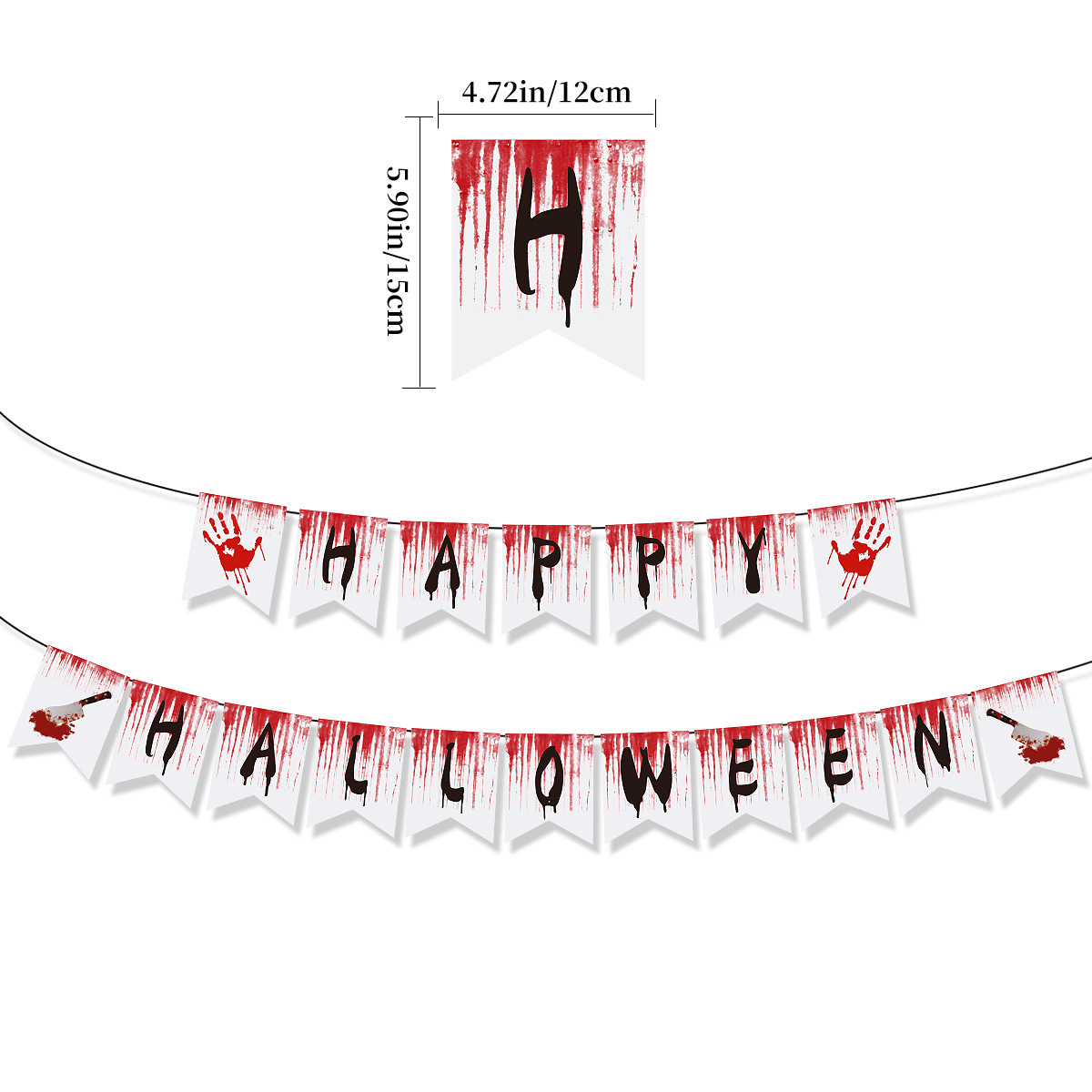 Halloween horror blood knife flag