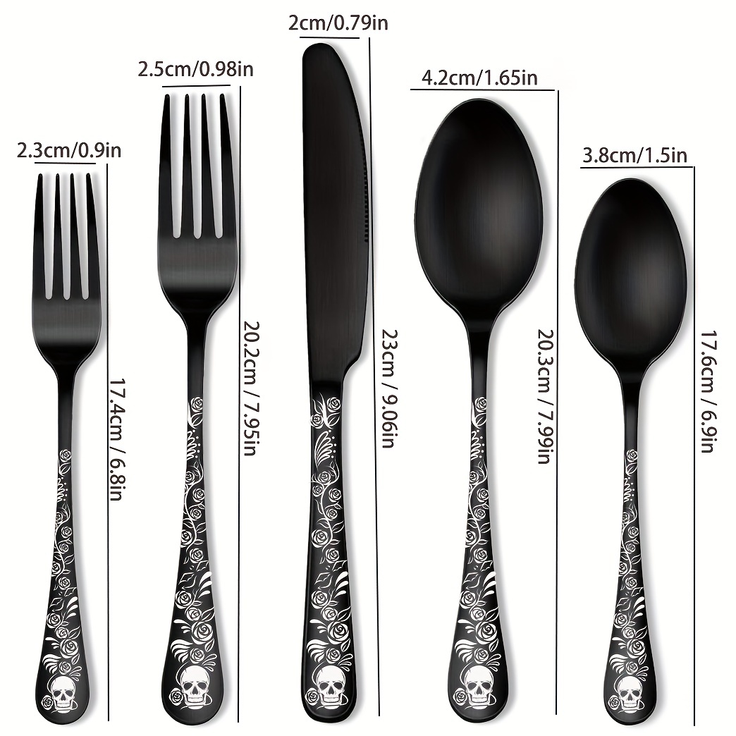 20/30pcs Gothic Design Cutlery Service For 4/6, Premium Stainless Steel Flatware