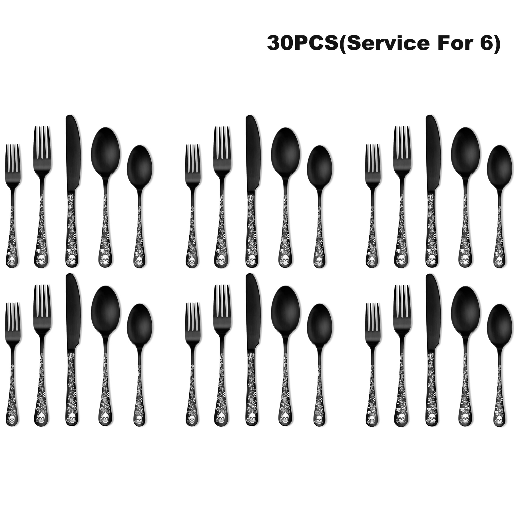 20/30pcs Gothic Design Cutlery Service For 4/6, Premium Stainless Steel Flatware