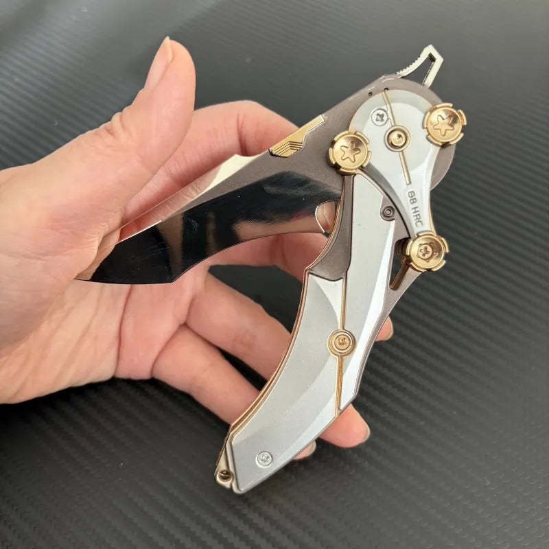 All-metal one-piece folding kitchen knife