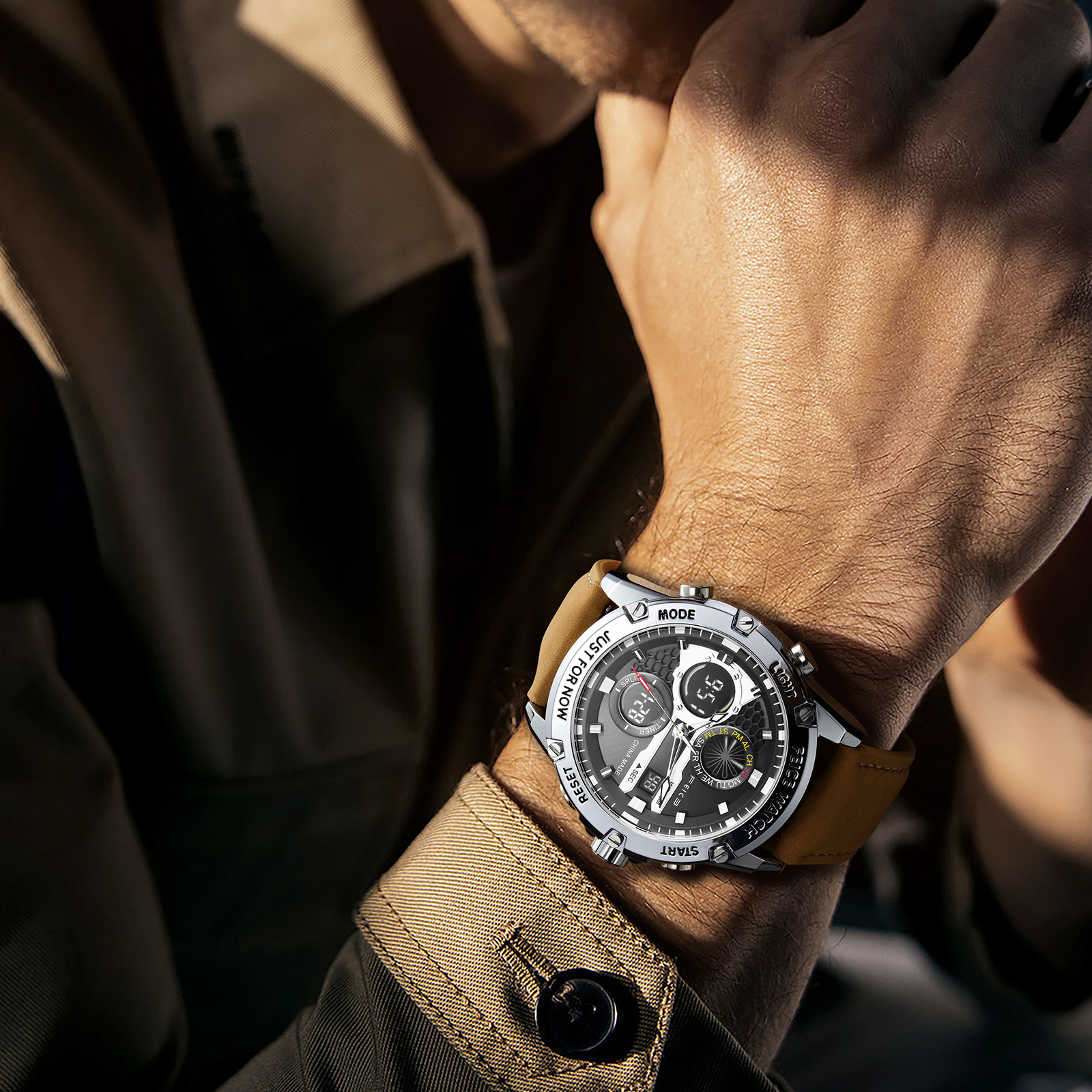 Feice Gold Accented Dual Display Watch - FK036