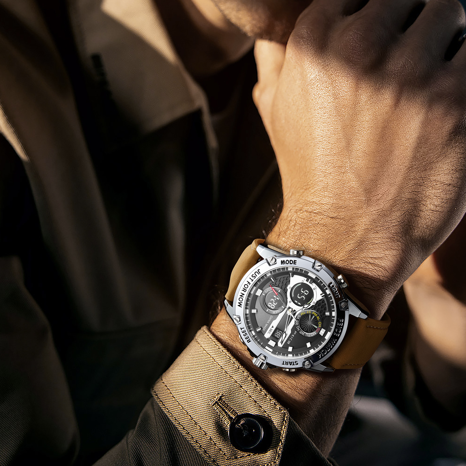 Feice Gold Accented Dual Display Watch - FK036