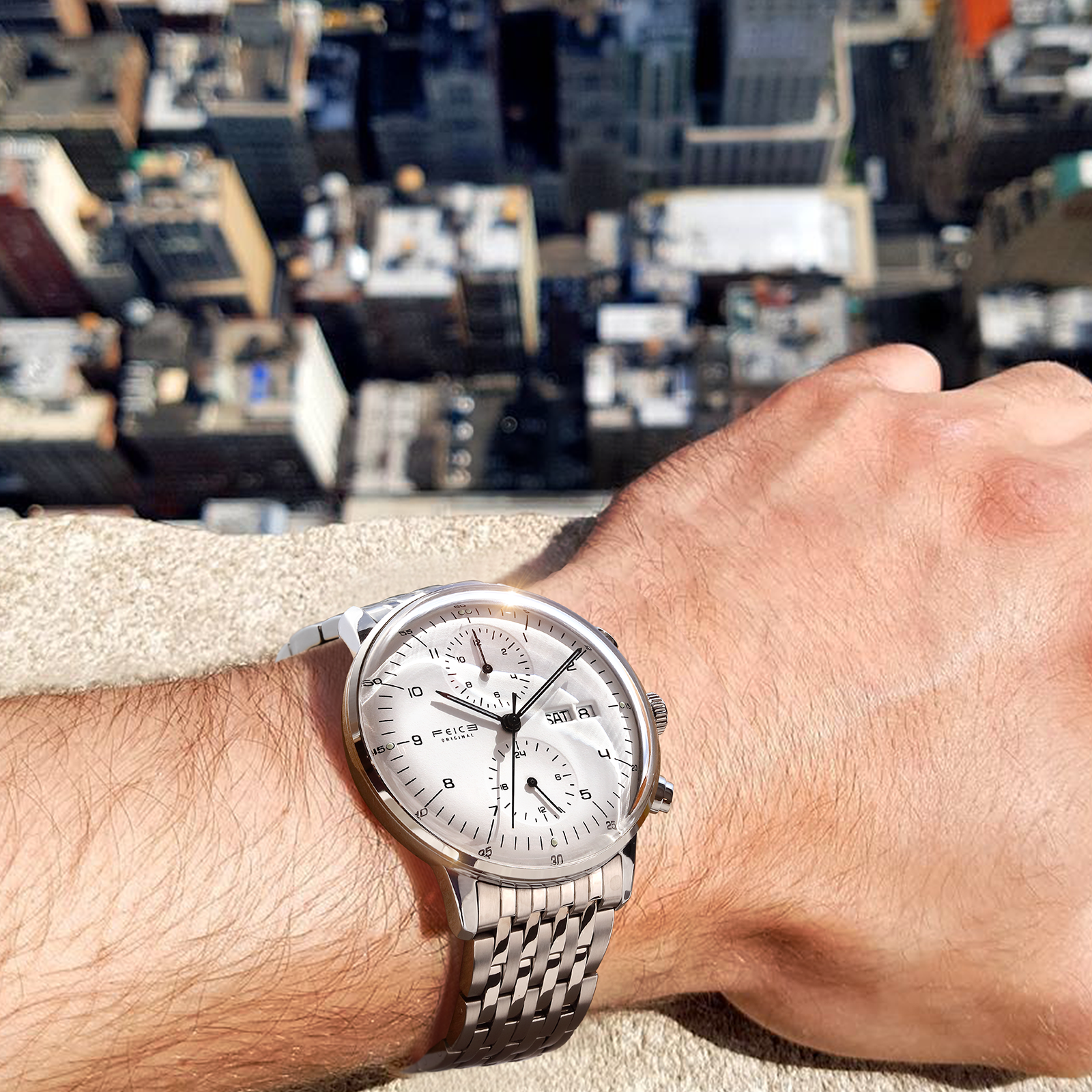 Luxury Stainless Steel Watch with Day-Date Display - FM121