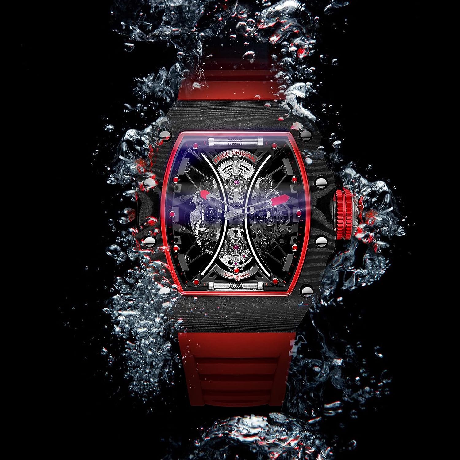 FM602 Automatic Watches Luxury Sapphire Mirror Skeleton Mechanical Watch