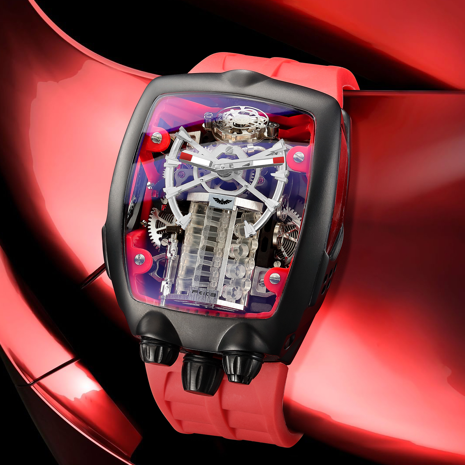 FM666 Automatic Skeleton Watch Anti Shock Business Tourbillon