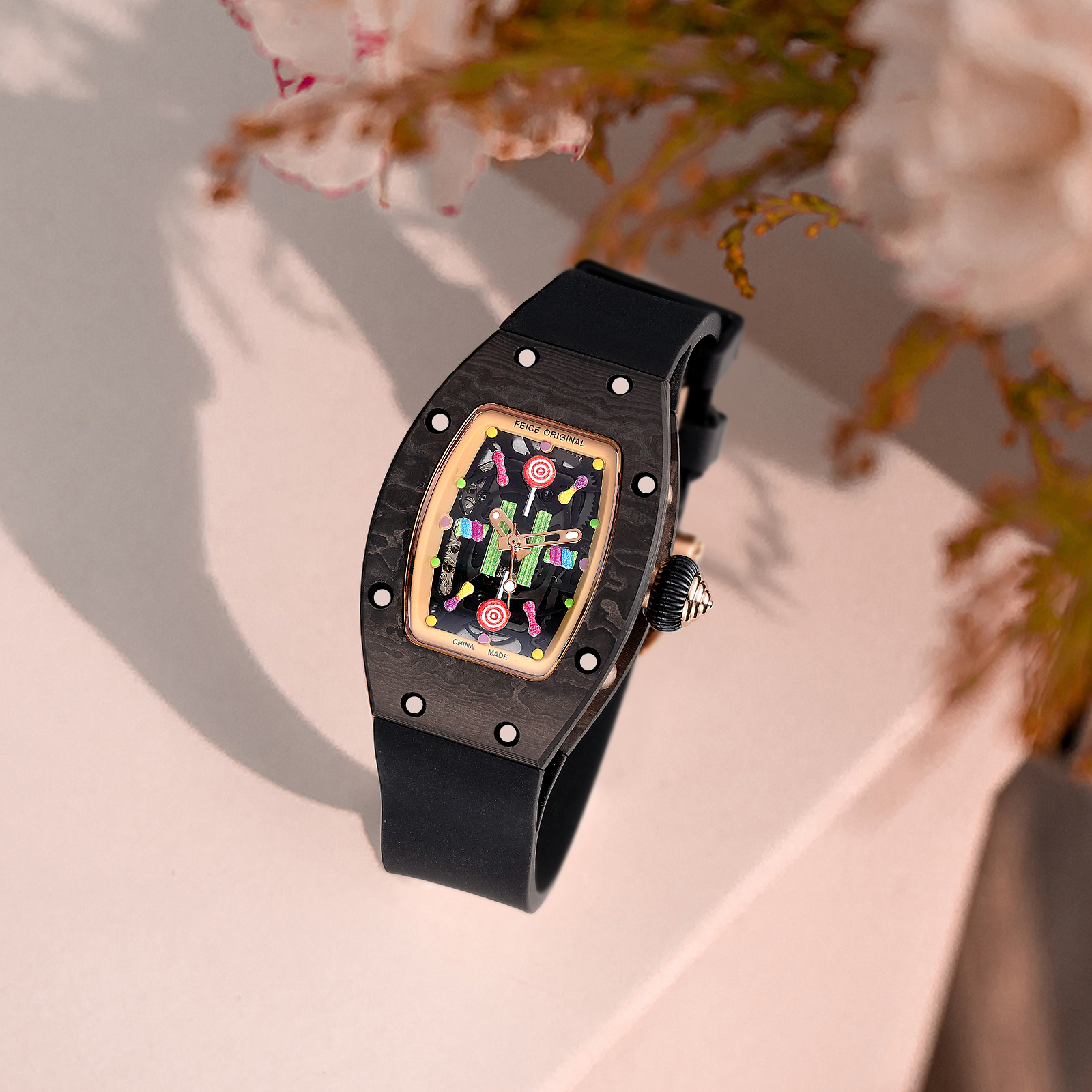 FM606 Skeleton Mechanical Waterproof Wristwatch For Ladies