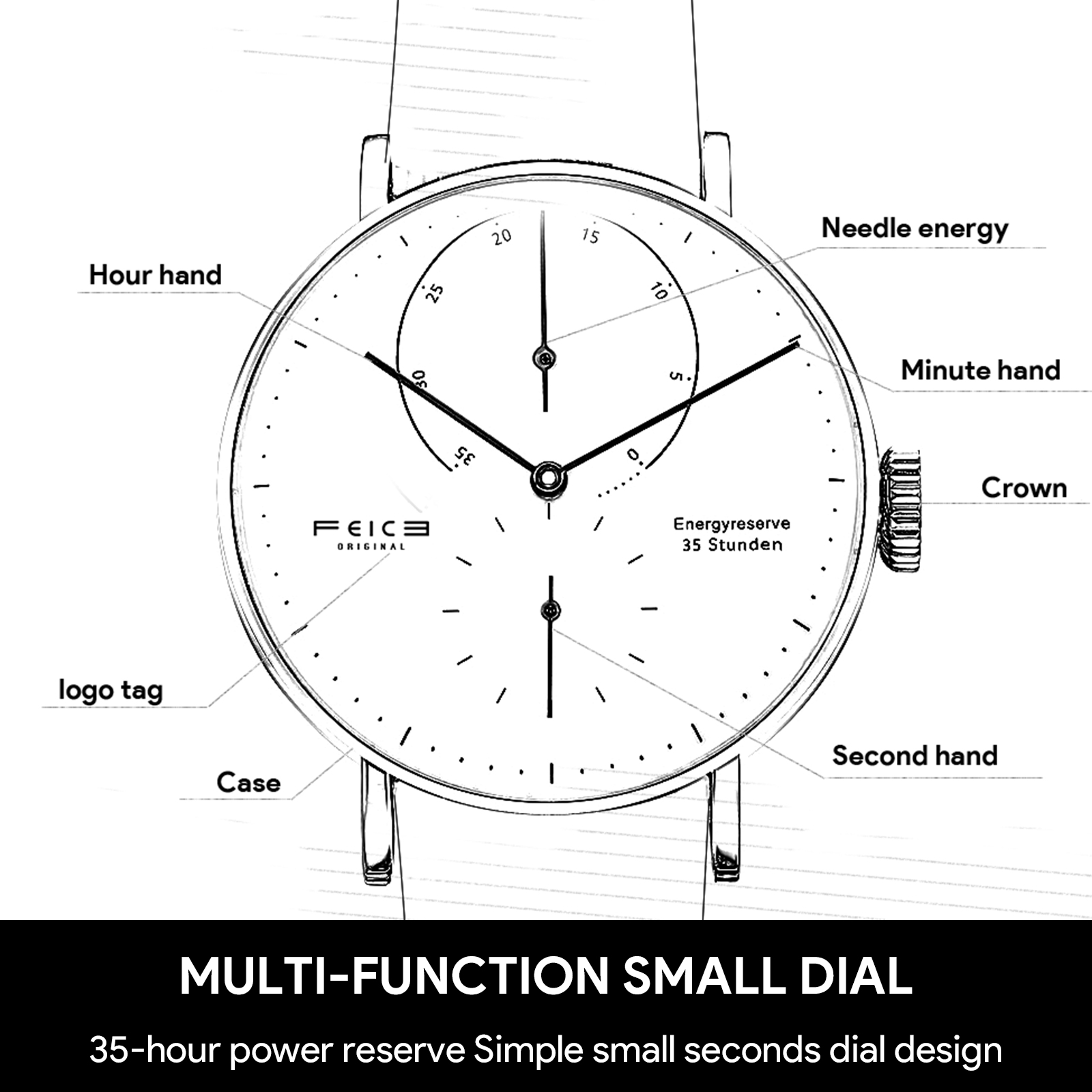Elegant Modern Bauhaus Minimalist Dress Watch - FM202  