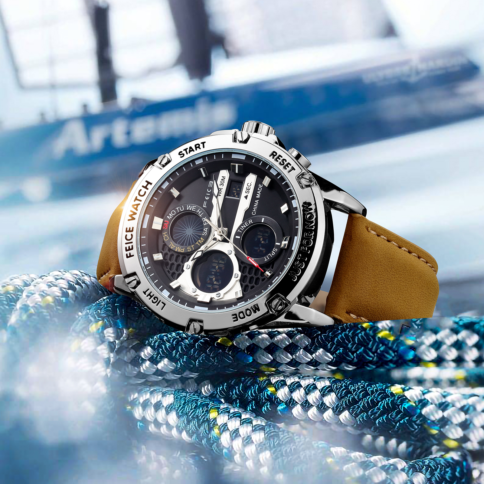 Feice Gold Accented Dual Display Watch - FK036-Feice Watch