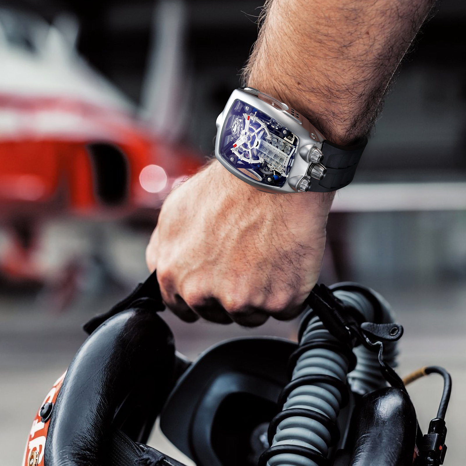 FM666 Automatic Skeleton Watch Anti Shock Business Tourbillon