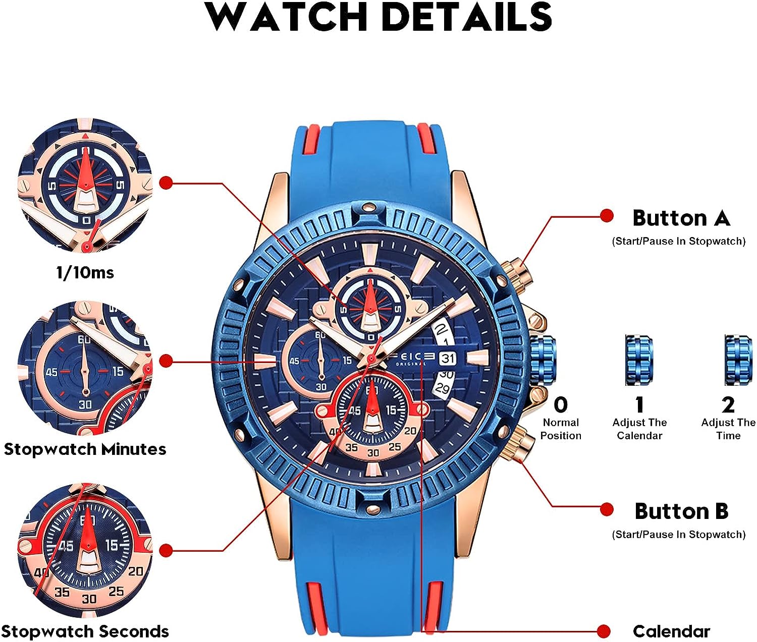 FK037 FEICE Men's Wristwatches Sport Waterproof Chronograph Analog Quartz Watch