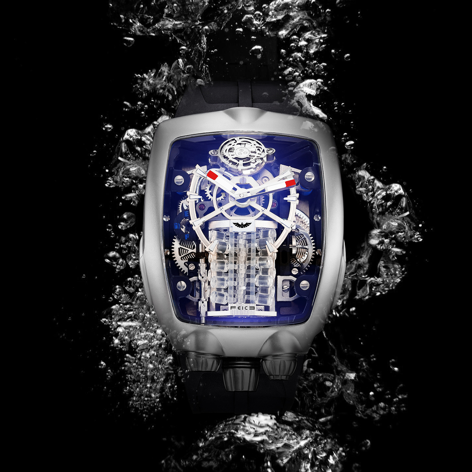 FM666 Automatic Skeleton Watch Anti Shock Business Tourbillon