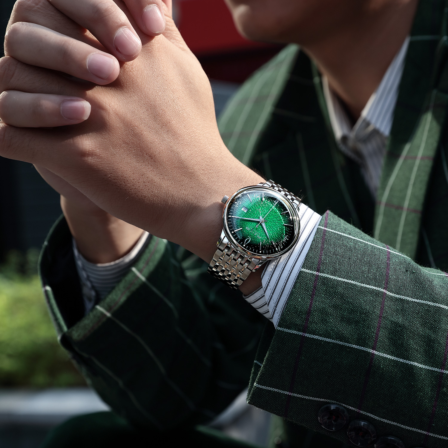 Green Textured Dial Watch - FM221REW