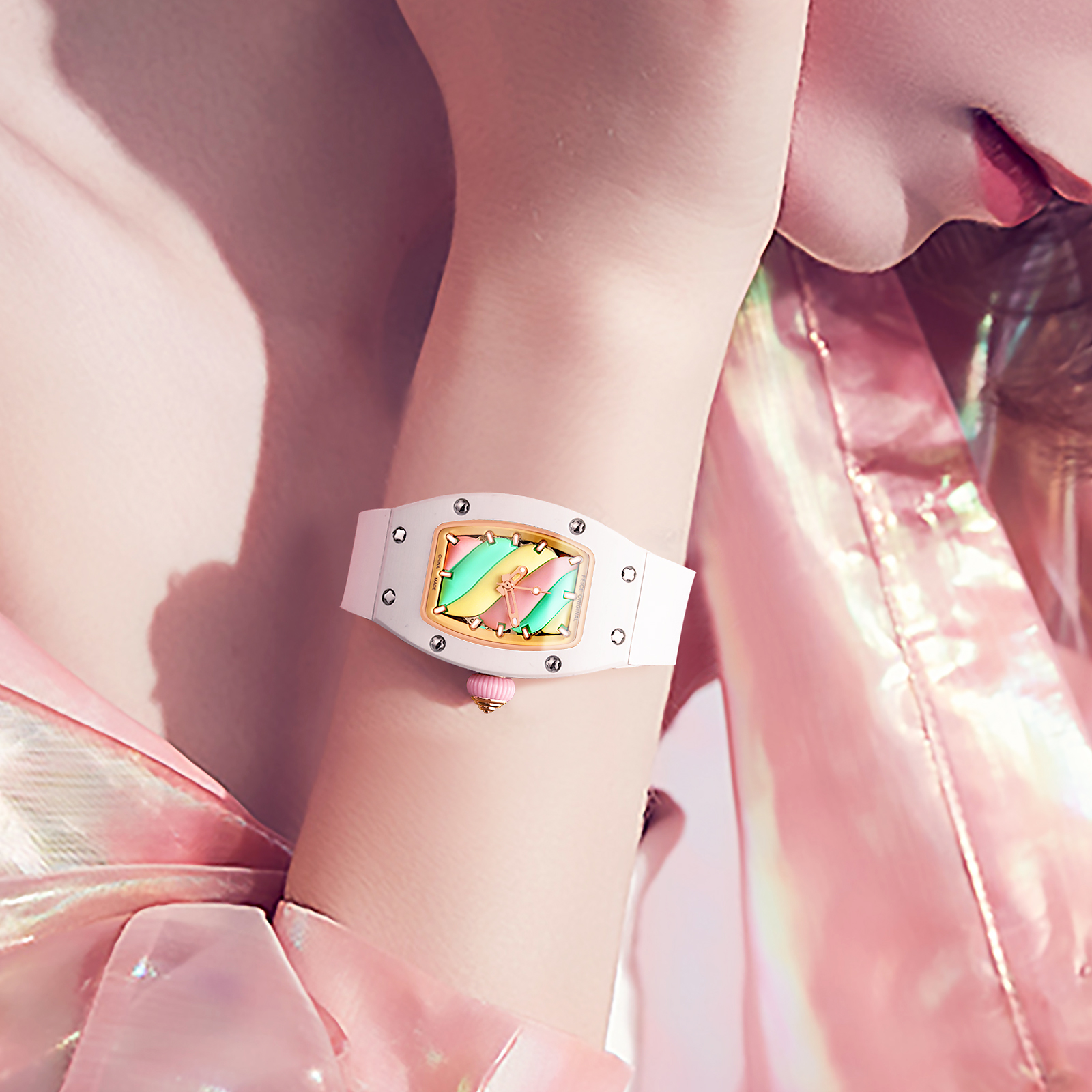 FM606 Skeleton Mechanical Waterproof Wristwatch For Ladies