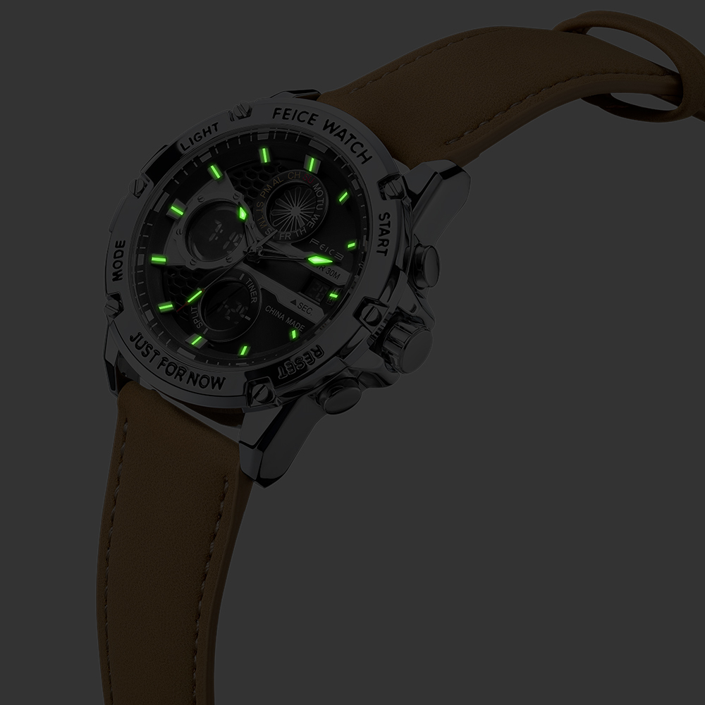 Feice Gold Accented Dual Display Watch - FK036