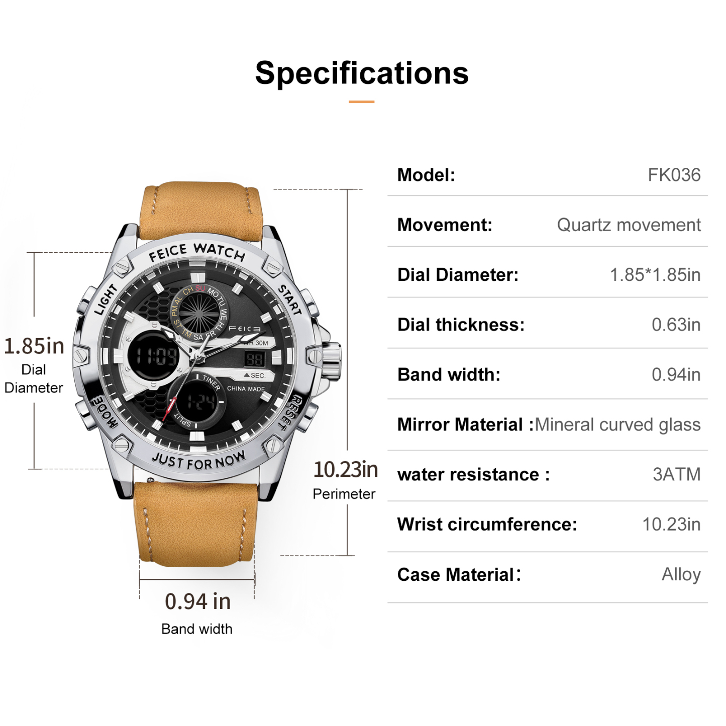 Feice Avant-Garde Dual Time Zone Traveler Watch - FK036