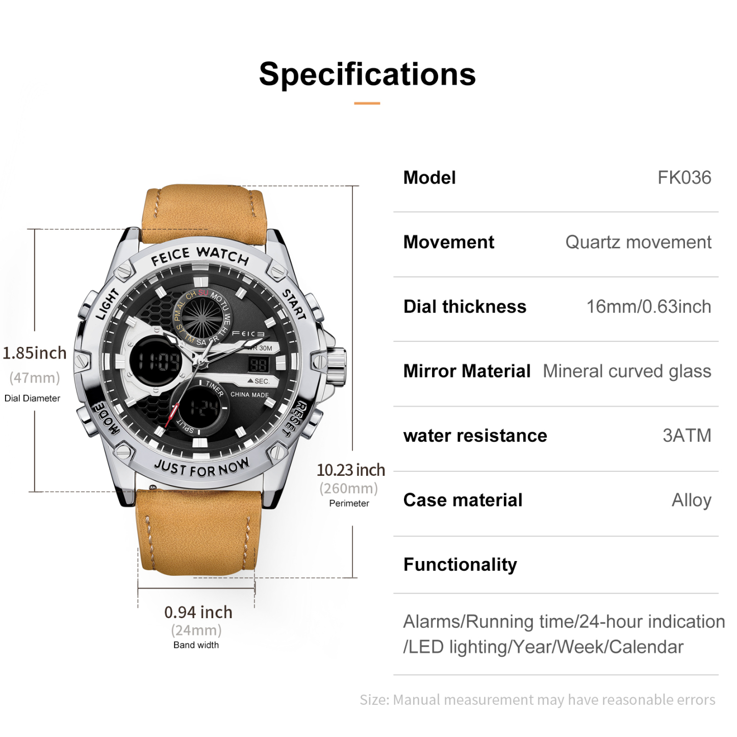 Feice1 Gold Accented Dual Display Watchs - FK036