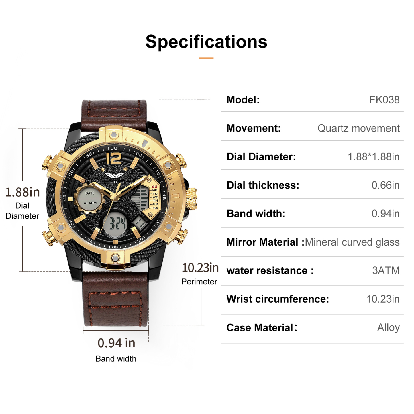 FEICE Golden Dawn Commander Watch - FK038