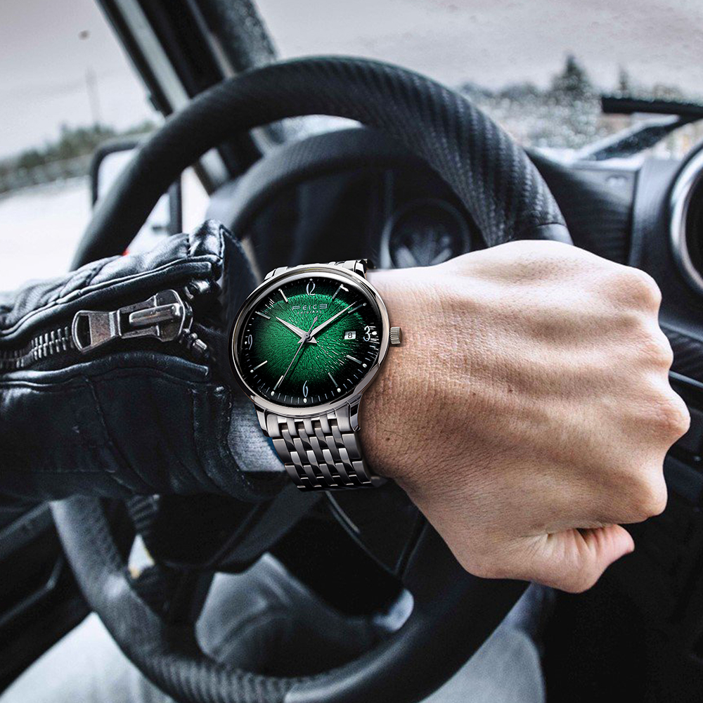 Green Textured Dial Watch - FM221REW-Feice Watch