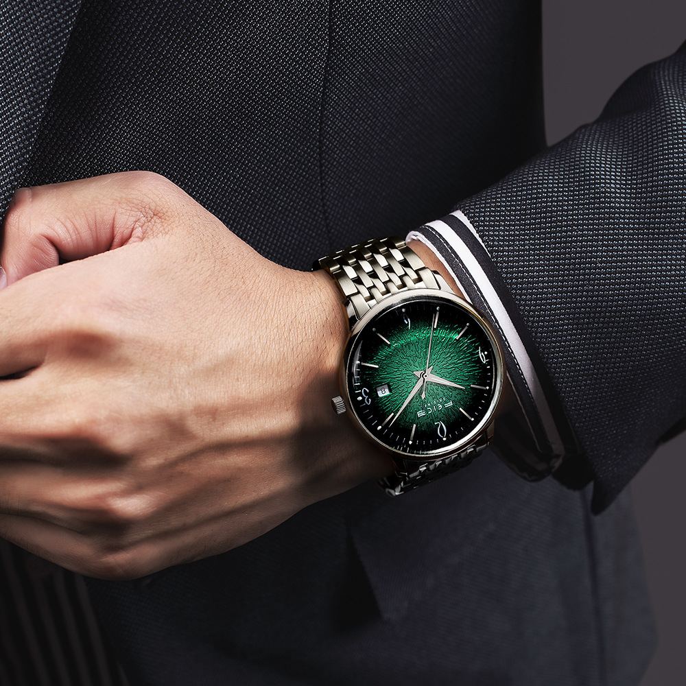 Green Textured Dial Watch - FM221REW