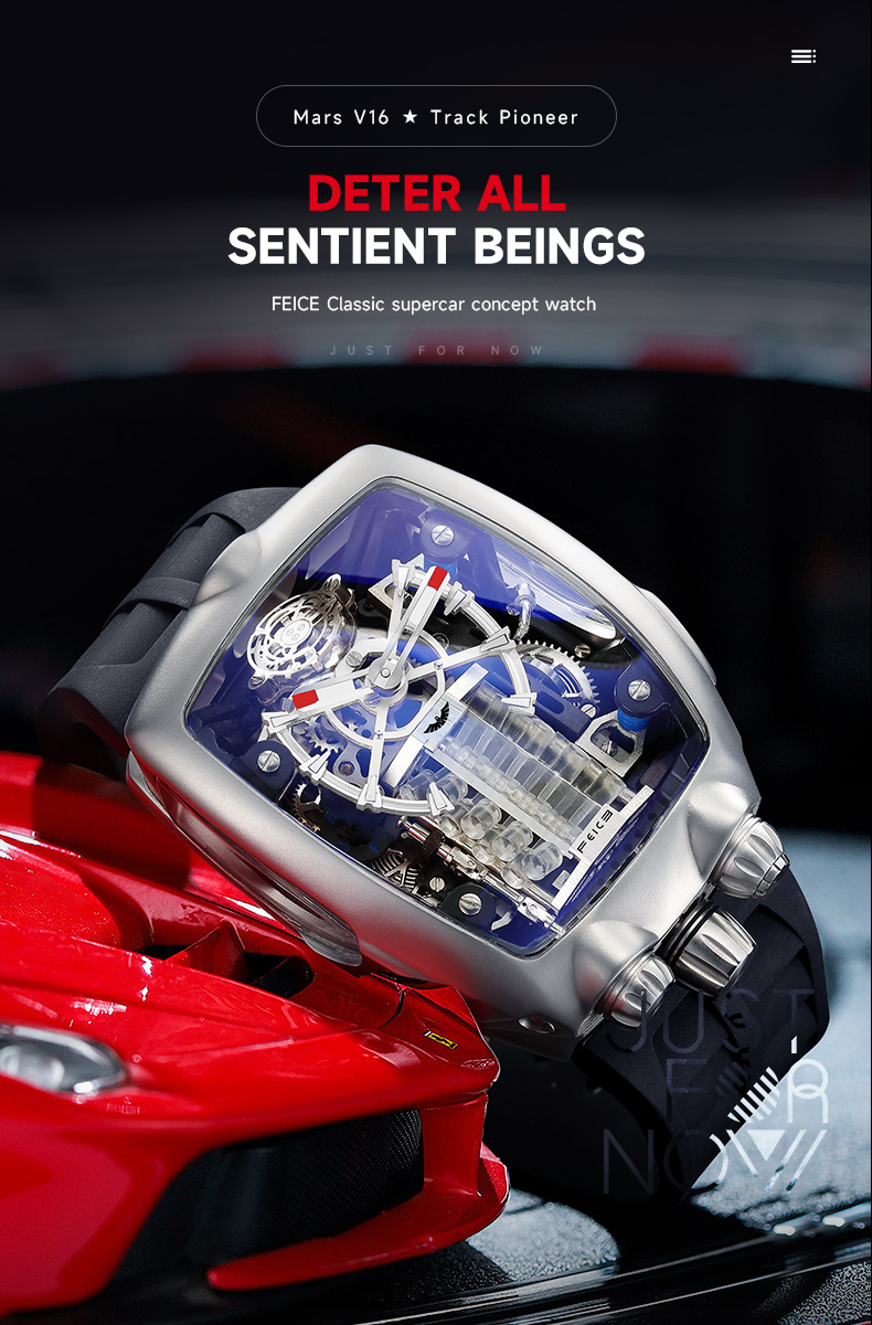 Silver Engine Feice Watch- FM666 Silver Engine Feice Watch- FM666