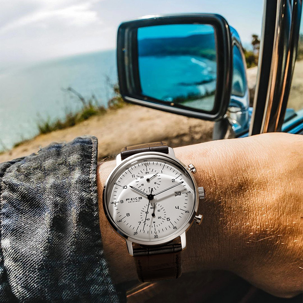 Minimalist White Dial Leather Strap Watch - FS021