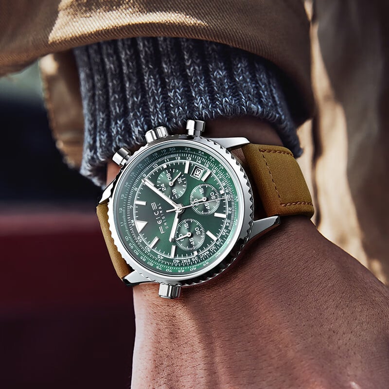 FEICE FK812 Mens Watches Hand-assembled multifunctional vintage green watches for men