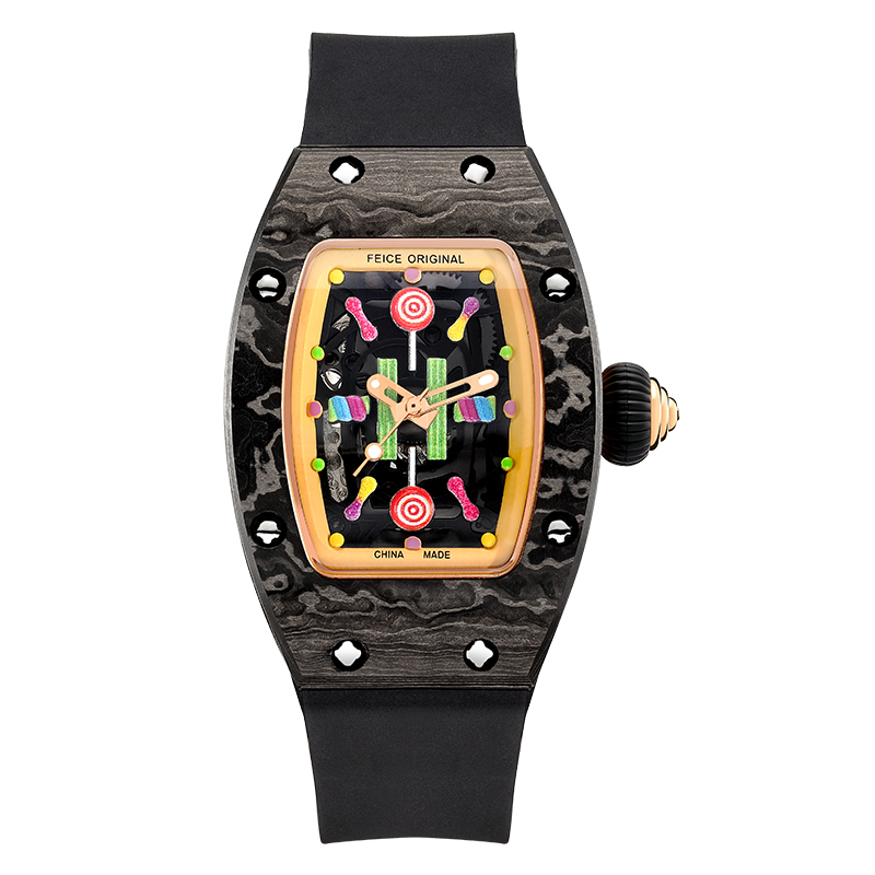 FM606 Skeleton Mechanical Waterproof Wristwatch For Ladies