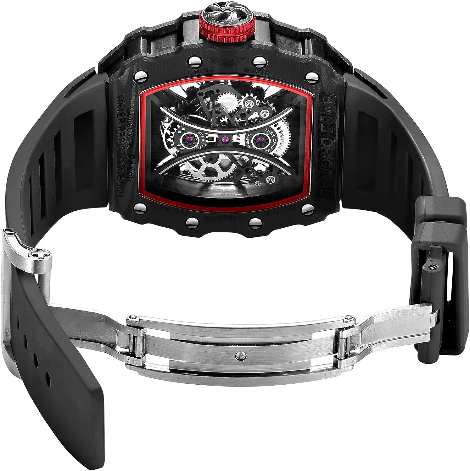 FM602 Automatic Watches Luxury Sapphire Mirror Skeleton Mechanical Watch