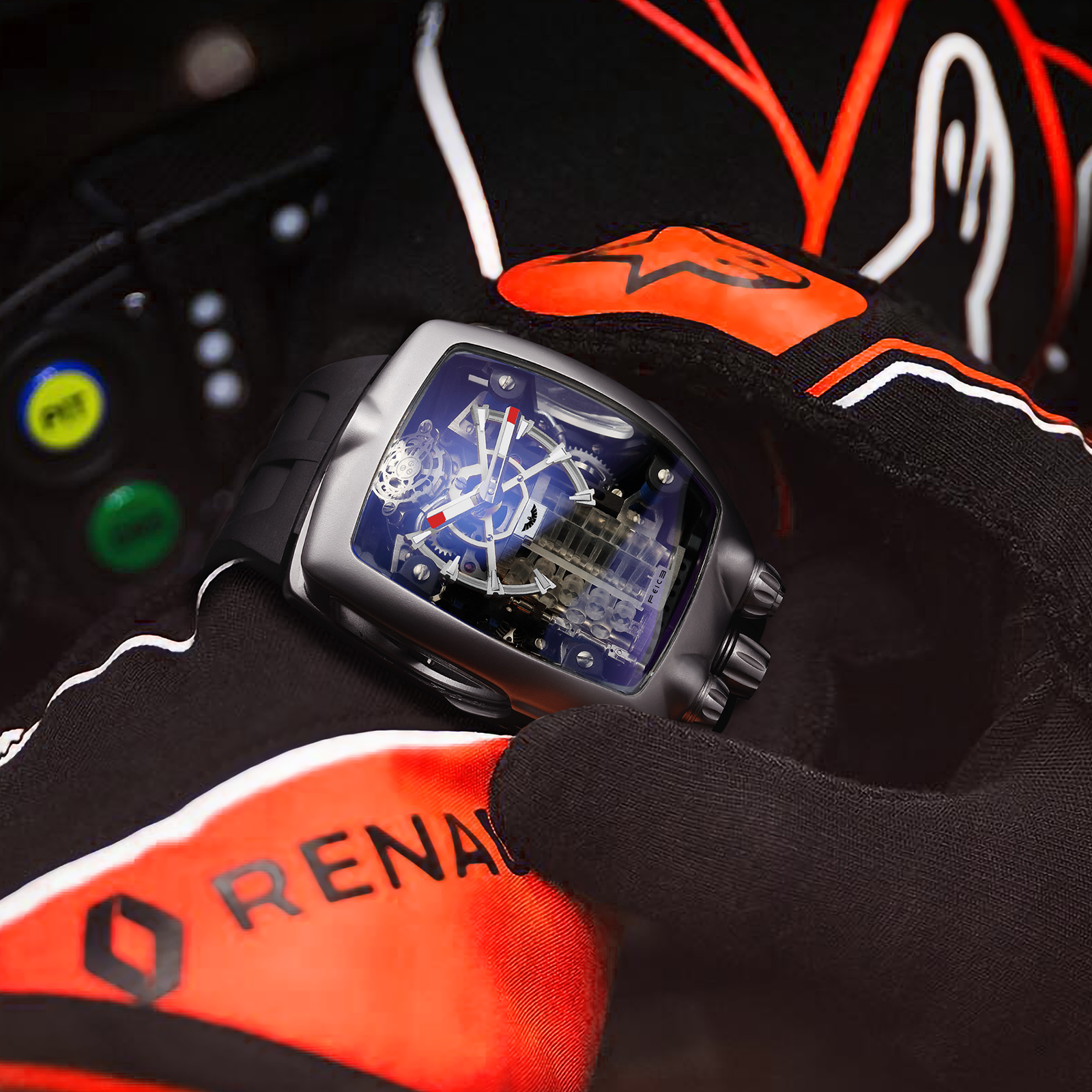 FM666 Automatic Skeleton Watch Anti Shock Business Tourbillon