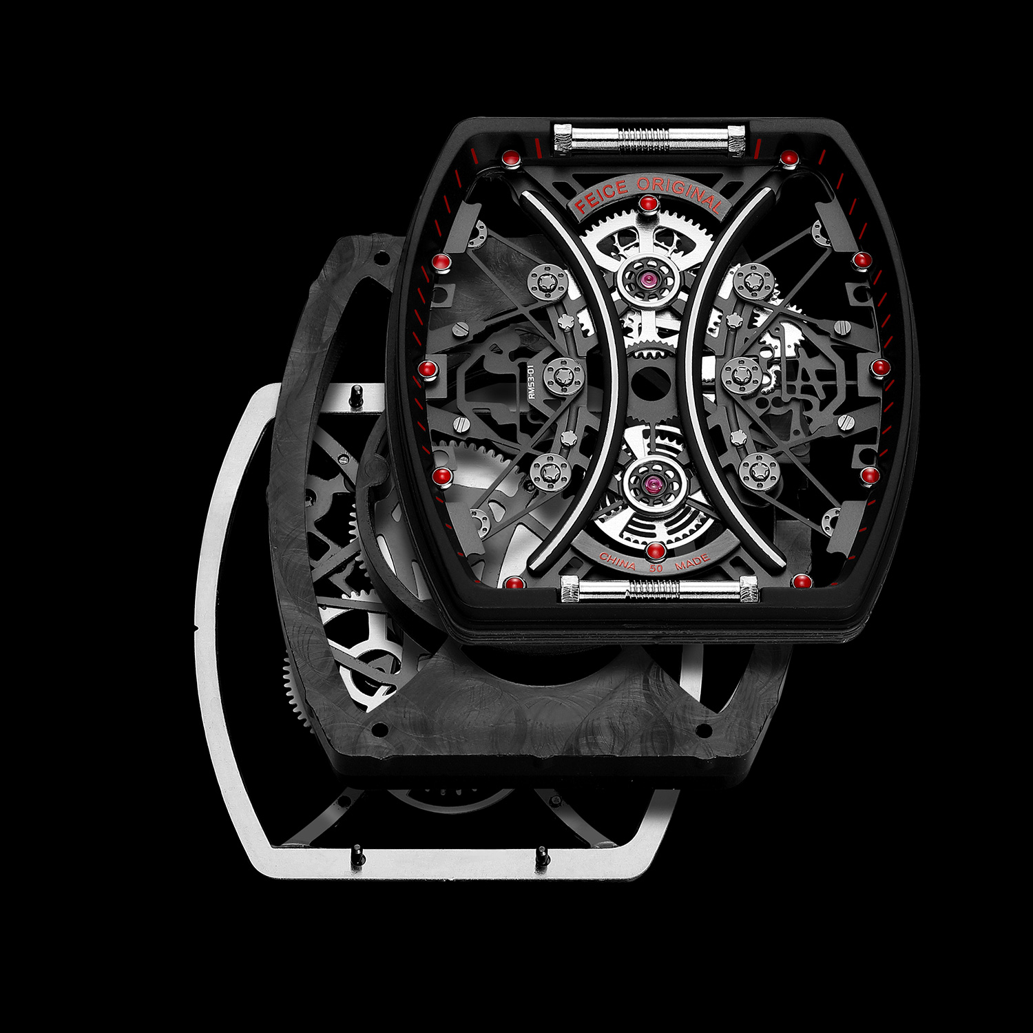 FM602 Automatic Watches Luxury Sapphire Mirror Skeleton Mechanical Watch