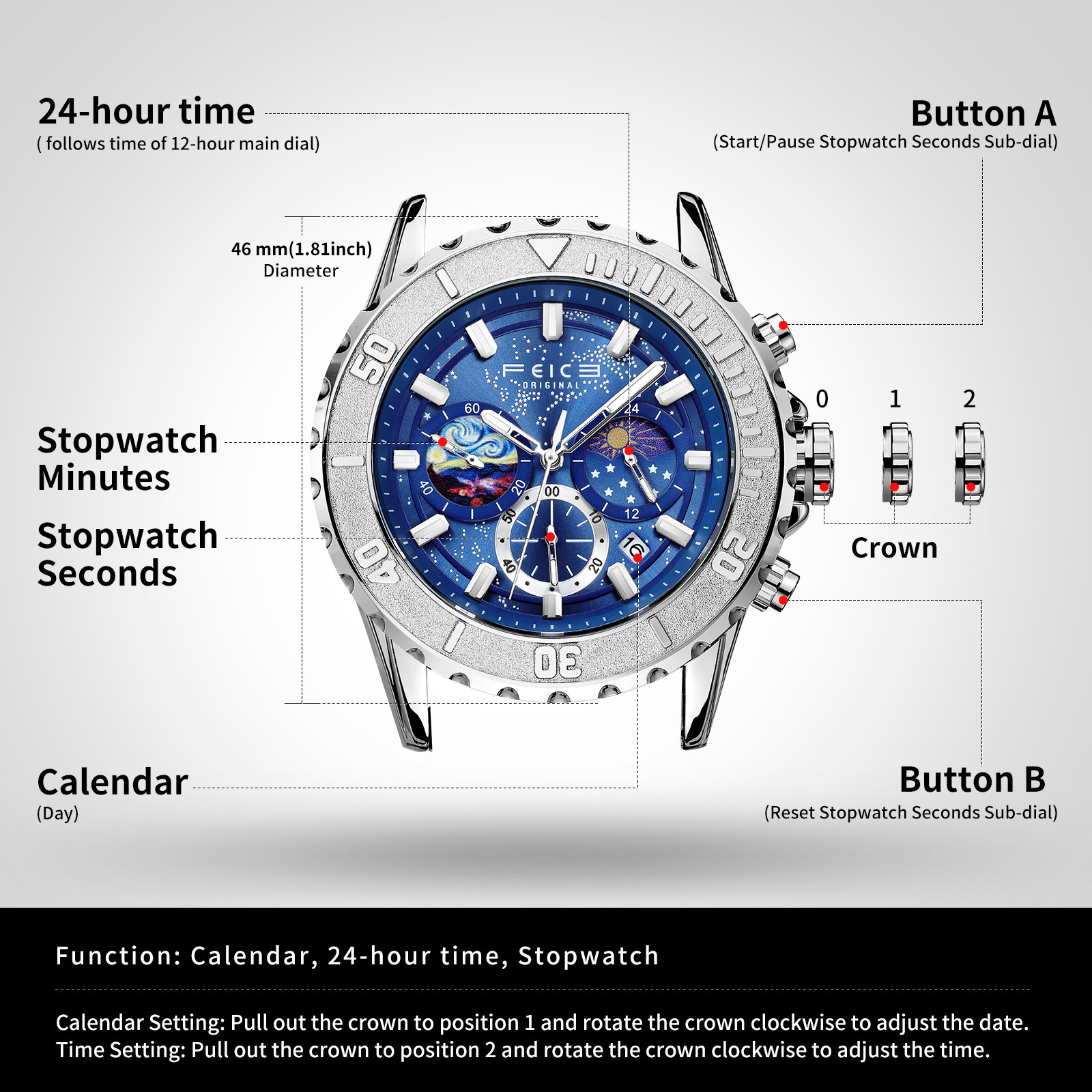 FK131 FEICE Watch Stunning Starry Sky Design