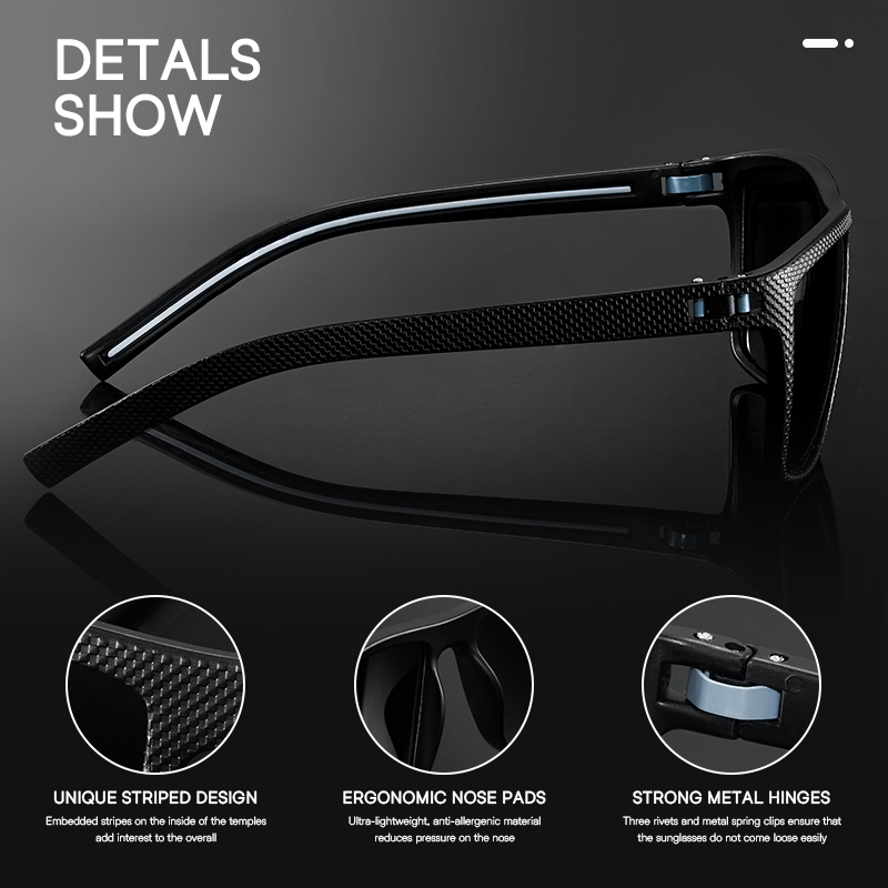 [3 Pairs] FEICE Polarized Unisex Sunglasses – UV Protection, Lightweight Square Frames for Everyday Outdoor Use, Summer 2025 Trends, Great Father's Day Gifts