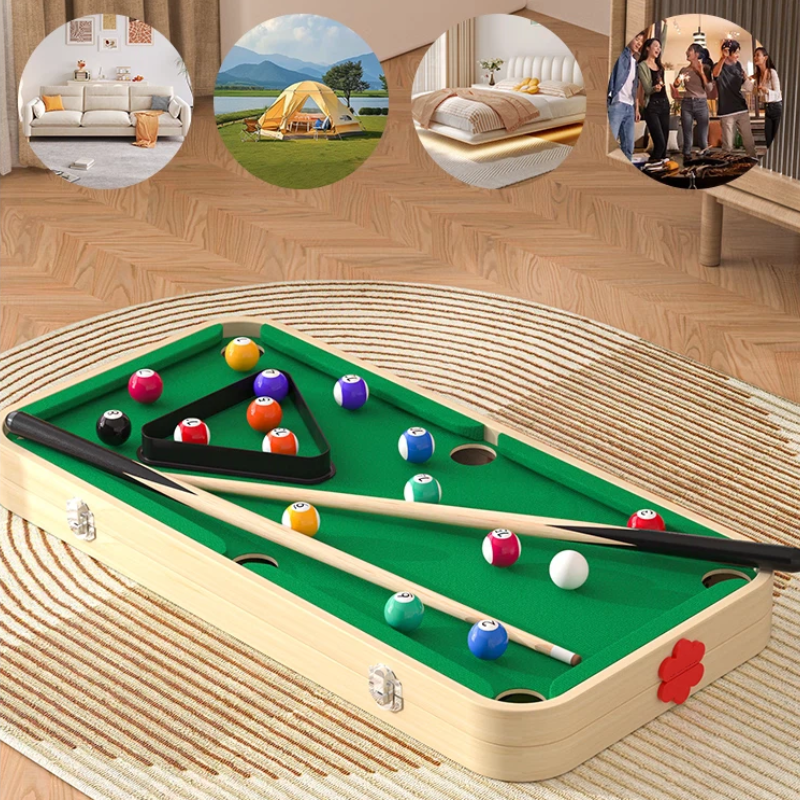 6-in-1 Wooden Tabletop Game Set with Billiards, Traffic Game, Battle Game, Curling, Pinball and Shuffleboard
