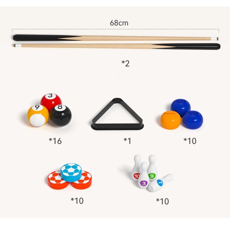 6-in-1 Wooden Tabletop Game Set with Billiards, Traffic Game, Battle Game, Curling, Pinball and Shuffleboard