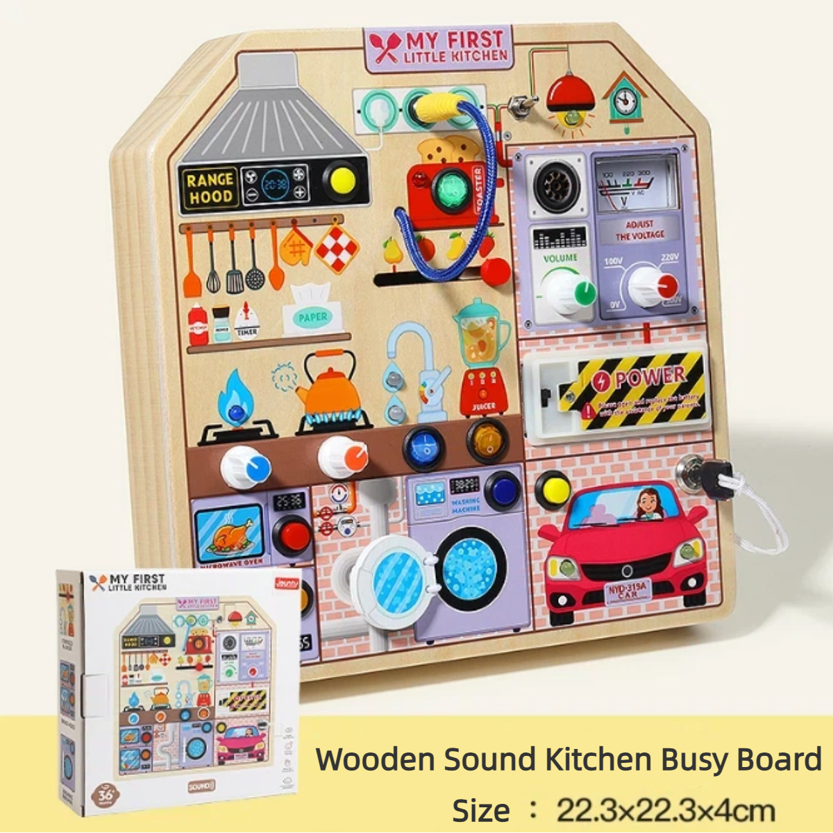 Wooden Sound Kitchen Busy Board – Montessori Activity Toy