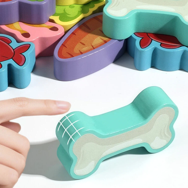 Wooden Montessori Animal Feeding Game