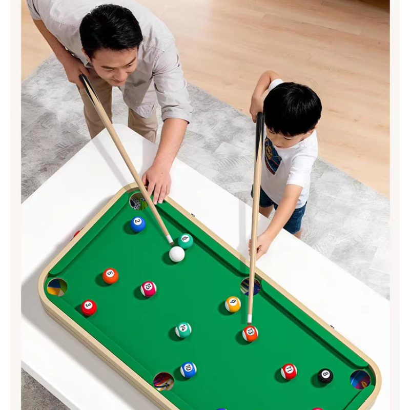 6-in-1 Wooden Tabletop Game Set with Billiards, Traffic Game, Battle Game, Curling, Pinball and Shuffleboard
